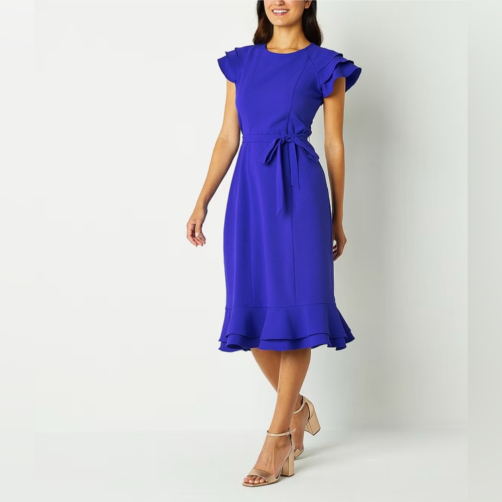 Perceptions Womens Short Sleeve Midi Fit+Flare Dress / Size: M